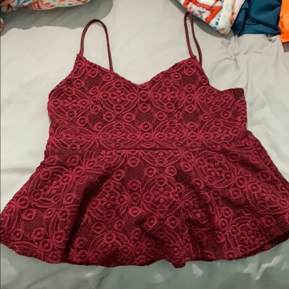 Burgundy Flowy Tank top